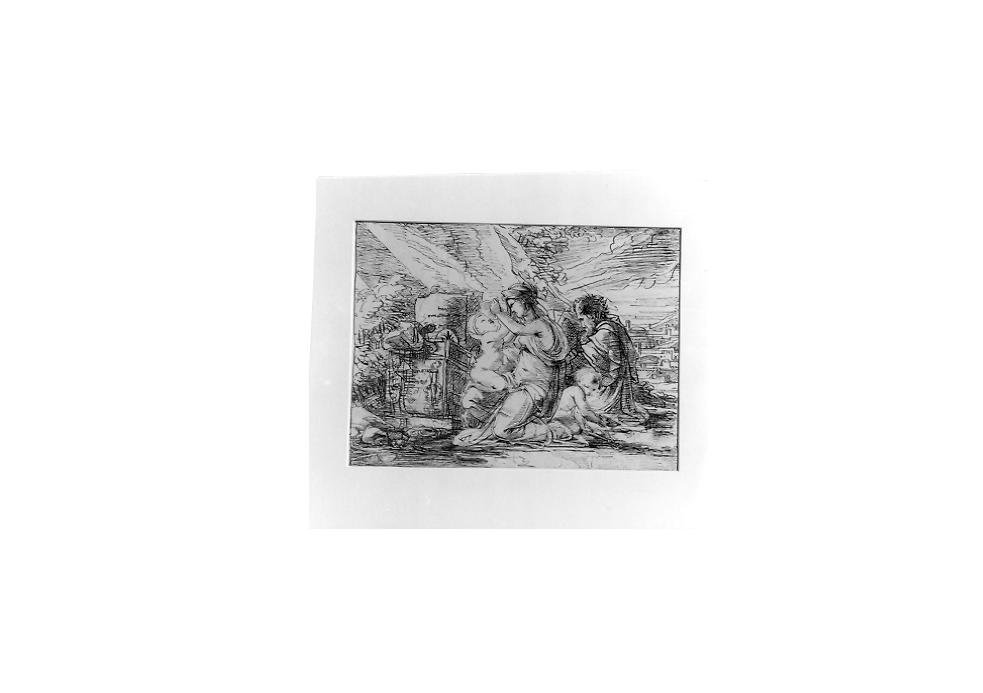 riposo dalla fuga in Egitto con San Giovannino (disegno) di Duranti Fortunato (sec. XIX)