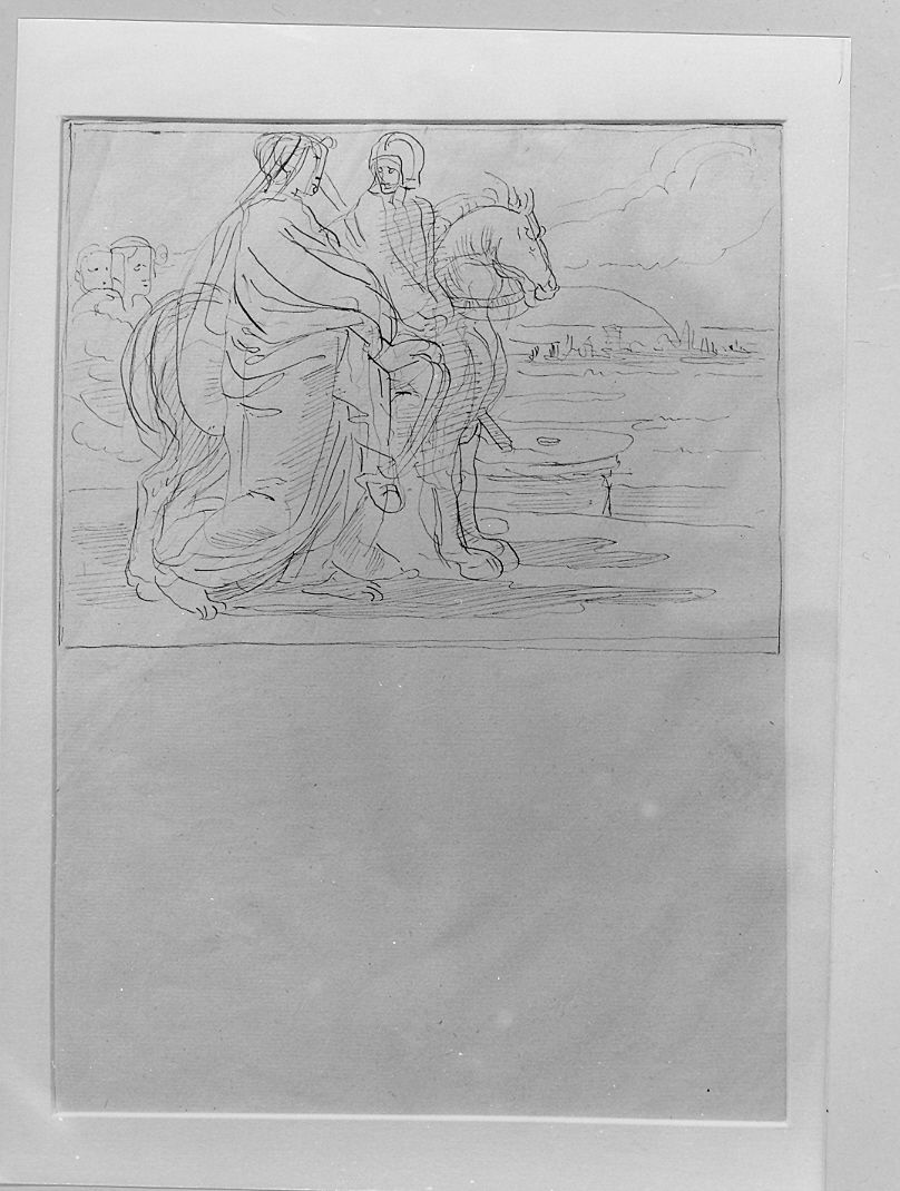figura femminile con cavaliere (disegno) di Duranti Fortunato (sec. XIX)
