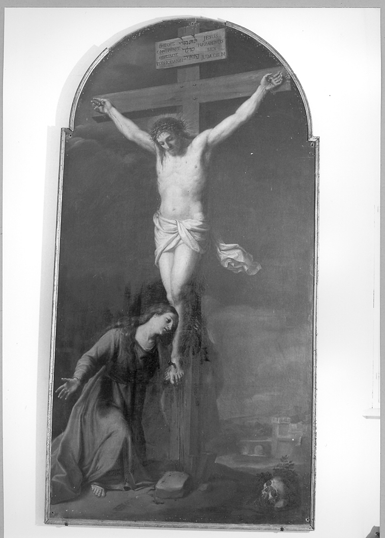 Cristo crocifisso con Santa Maria Maddalena (dipinto) di Tedeschi Pietro (sec. XVIII)