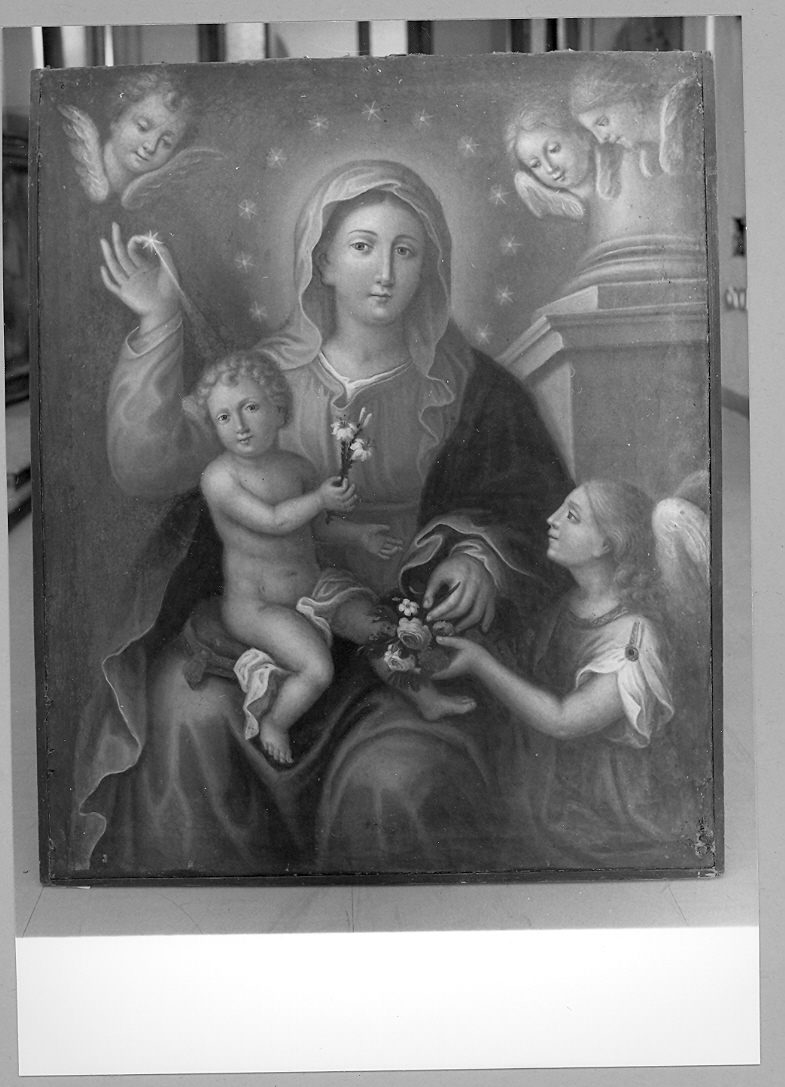 Madonna con Bambino, angelo e cherubini (dipinto) - ambito marchigiano (prima metà sec. XIX)