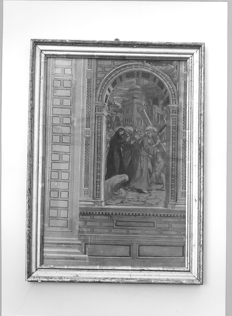 Gesù incontra la Madonna (dipinto) di Biagetti Biagio (inizio sec. XX)