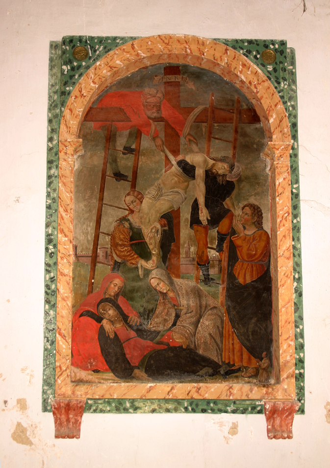 deposizione di Cristo dalla croce (dipinto) di Bonfini Giacomo (primo quarto sec. XVI)