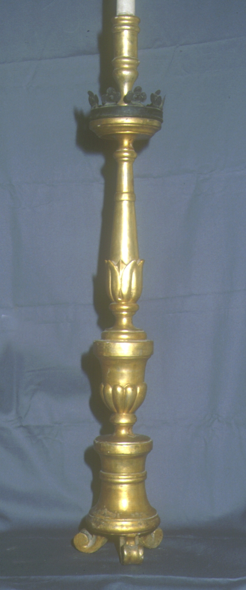 candeliere d'altare, serie - bottega marchigiana (seconda metà sec. XIX)