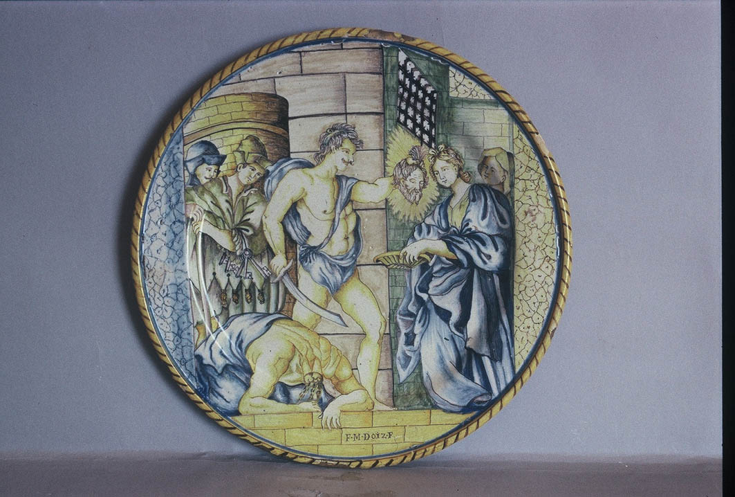 carnefice presenta a Salome la testa di San Giovanni Battista (piatto) di Doix Francesco Maria (sec. XVIII)