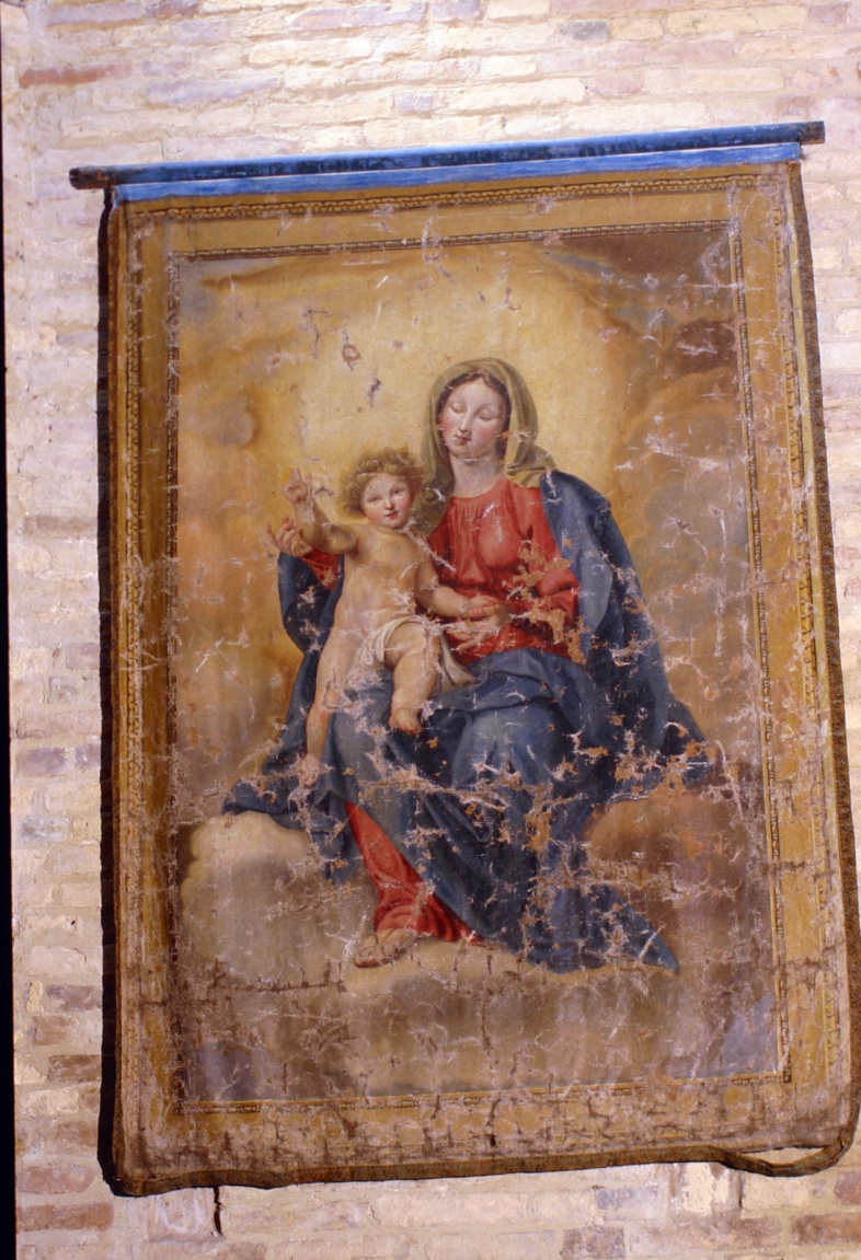 Madonna con Bambino in gloria (stendardo processionale) - manifattura marchigiana (sec. XIX)