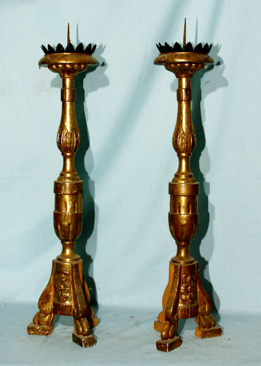 candeliere d'altare, elemento d'insieme - bottega marchigiana (sec. XIX)