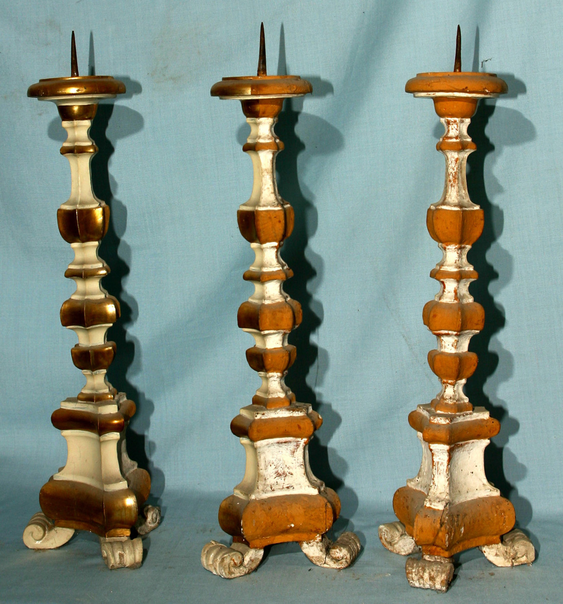 candeliere d'altare, elemento d'insieme - bottega ascolana (seconda metà sec. XVIII)