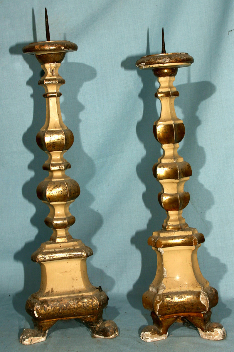 candeliere d'altare, serie - bottega ascolana (seconda metà sec. XVIII)