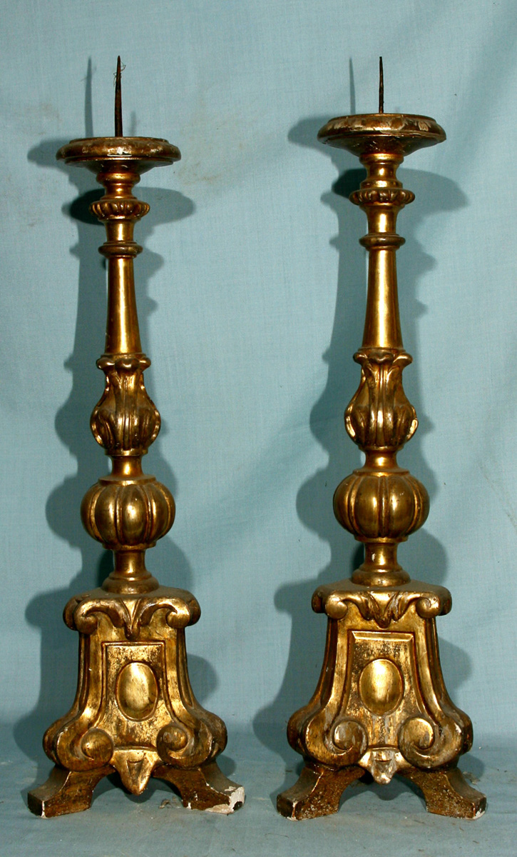 candeliere d'altare, serie - bottega marchigiana (fine, inizio sec. XVIII, sec. XIX)