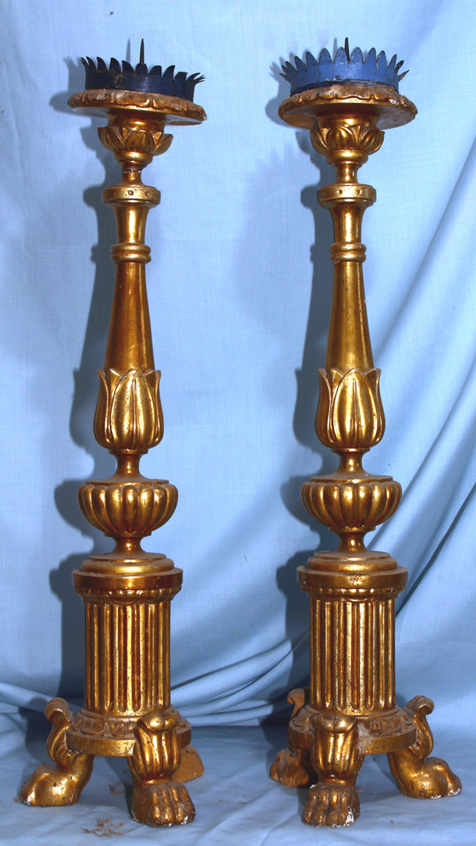 candeliere d'altare, elemento d'insieme - bottega ascolana (prima metà sec. XIX)