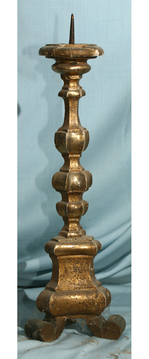 candeliere d'altare, coppia - bottega ascolana (seconda metà sec. XVIII)
