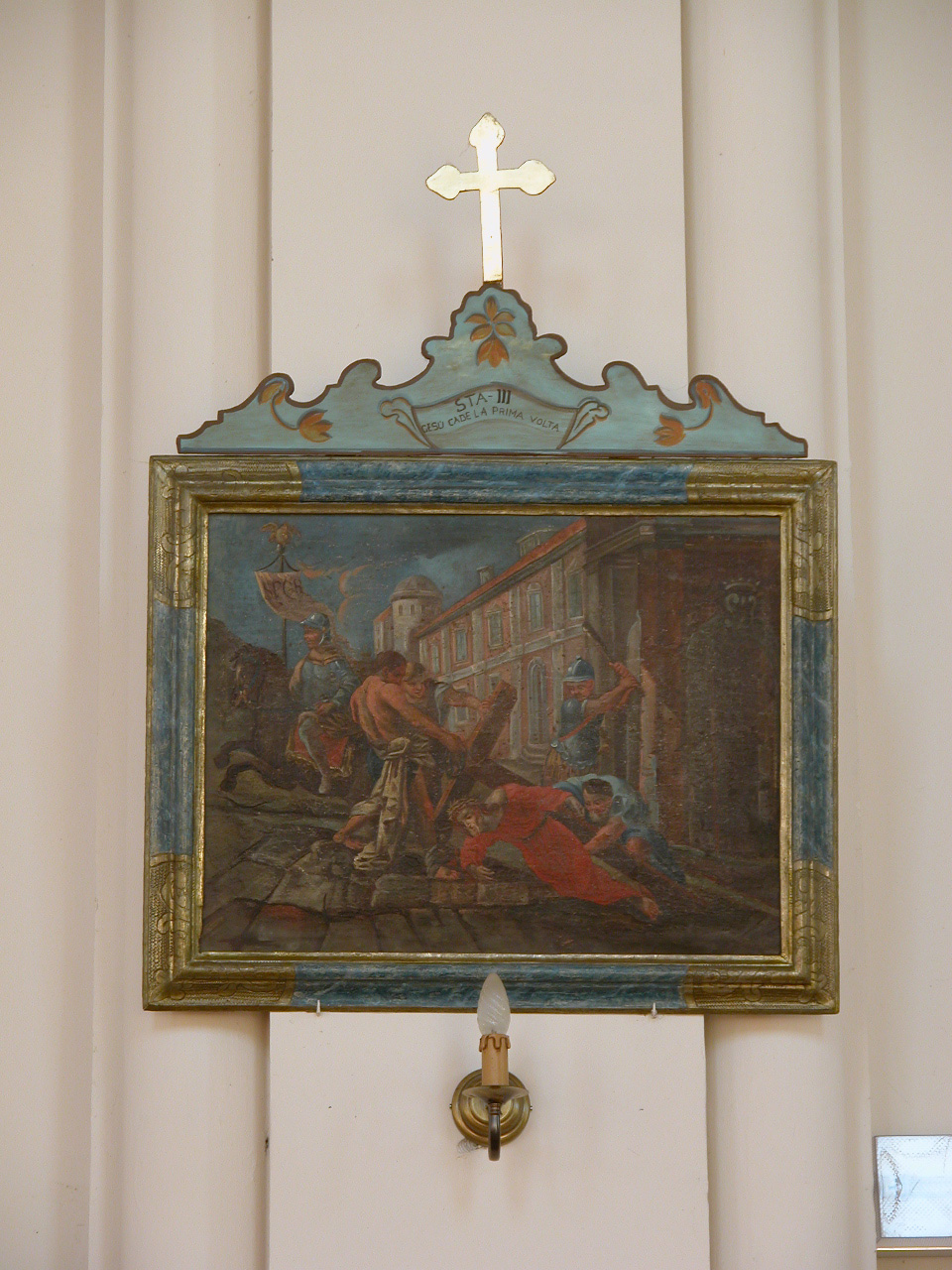 stazione III: Gesù cade sotto la croce la prima volta (Via Crucis, elemento d'insieme) - ambito ascolano (seconda metà sec. XVIII)