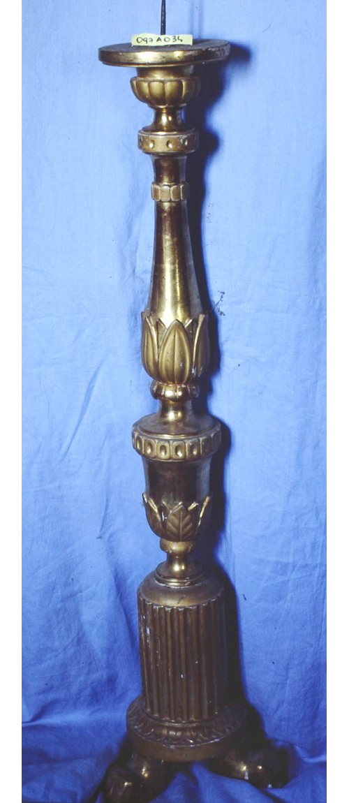 candeliere, elemento d'insieme - bottega ascolana (prima metà sec. XIX)