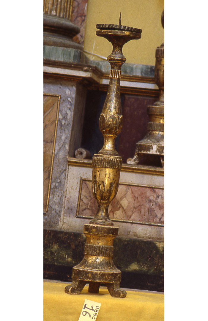 candeliere, elemento d'insieme - bottega marchigiana (sec. XIX)