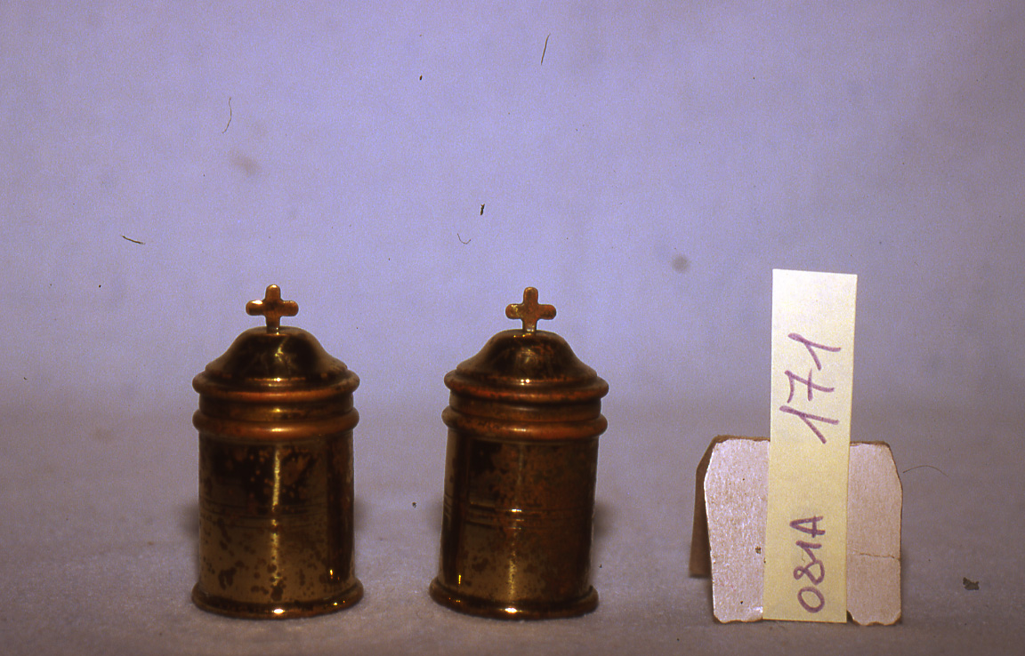 vasetti per oli santi, coppia - bottega marchigiana (sec. XIX)