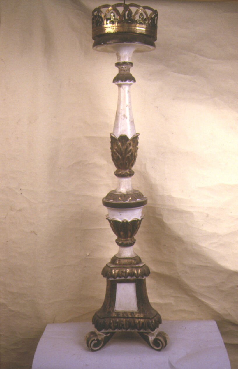 candeliere, elemento d'insieme - ambito marchigiano (prima metà sec. XIX)