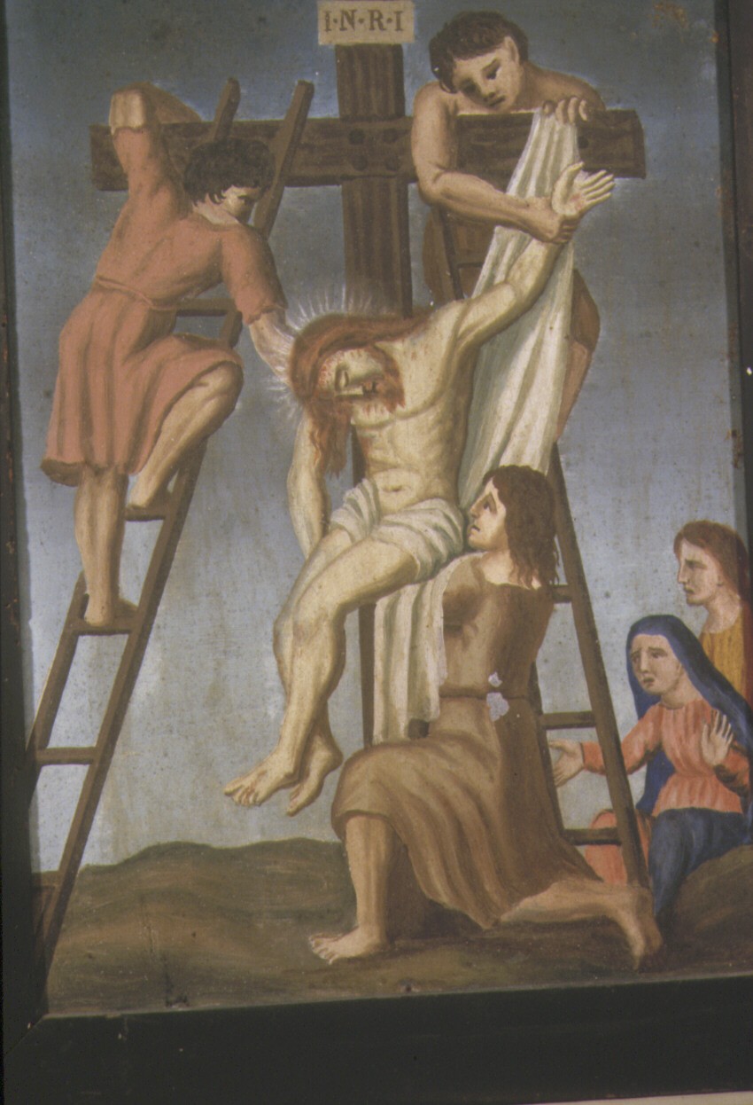 stazione XIII: Gesù deposto dalla croce (dipinto, elemento d'insieme) - bottega marchigiana (primo quarto sec. XX)