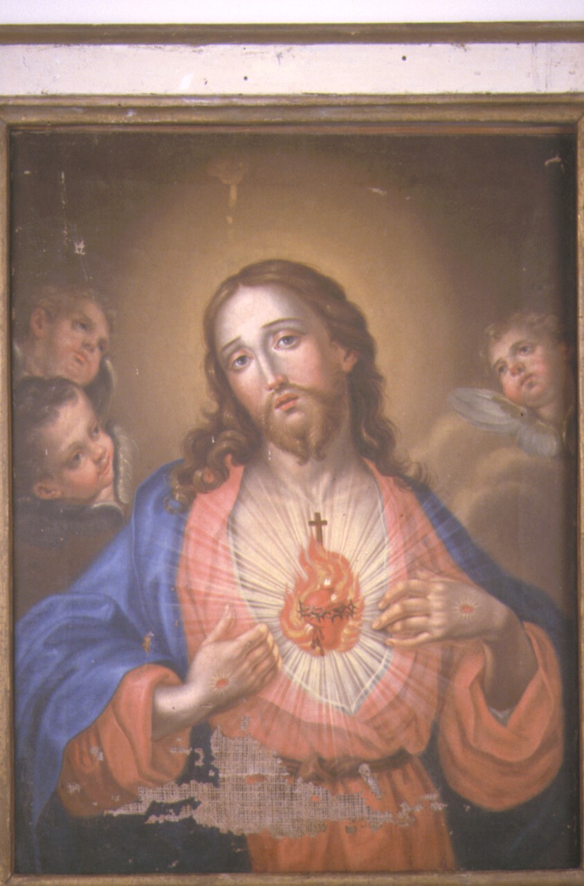Sacro Cuore di Gesù (dipinto, elemento d'insieme) - bottega romana (sec. XIX)