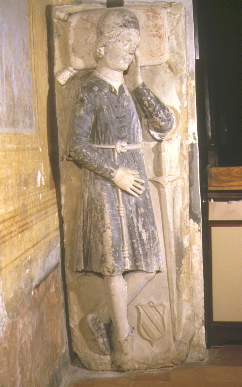 Mariotto Sajano defunto (lapide tombale) - bottega marchigiana (prima metà sec. XV)
