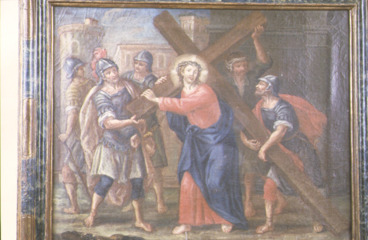 stazione II: Gesù caricato della croce (dipinto, ciclo) di Ugolini Pietro (sec. XVIII)