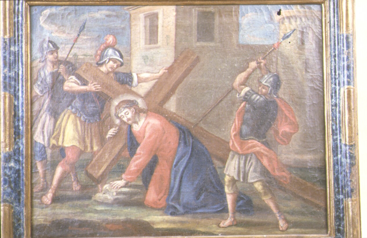 stazione IX: Gesù cade sotto la croce la terza volta (dipinto, ciclo) di Ugolini Pietro (sec. XVIII)