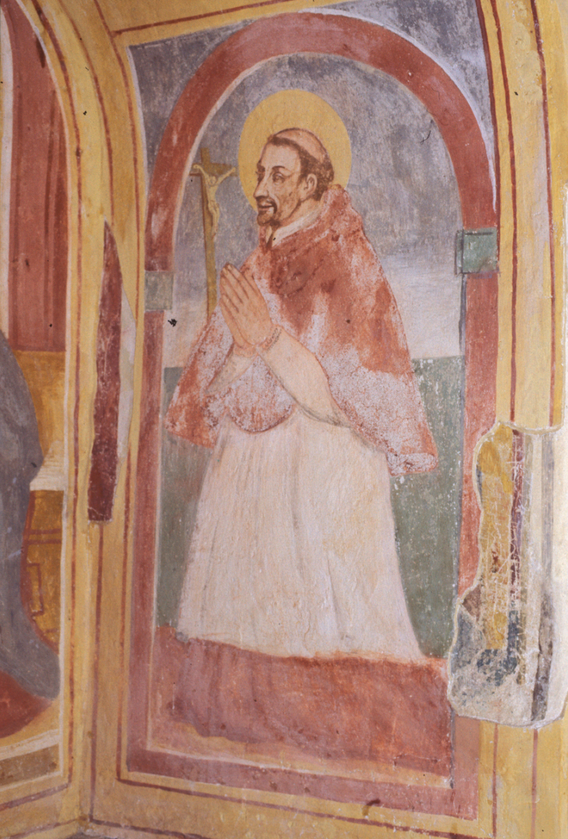 San Carlo Borromeo in adorazione della croce (dipinto, ciclo) - ambito marchigiano (sec. XVII)