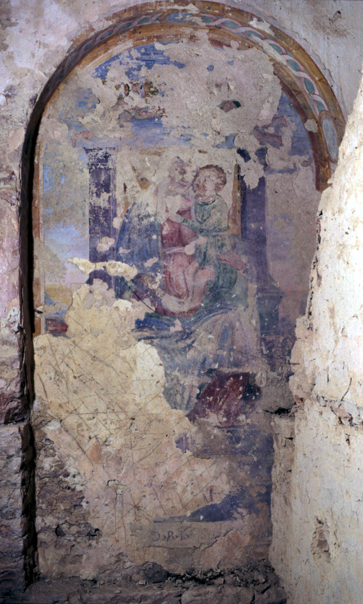 Madonna con Bambino in trono (dipinto) - ambito marchigiano (sec. XVI)