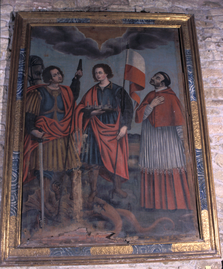 San Giorgio, San Venanzio e San Carlo Borromeo (dipinto, elemento d'insieme) - ambito marchigiano (sec. XVII)