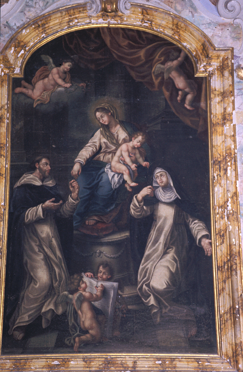 Madonna del Rosario con San Domenico e Santa Caterina da Siena (dipinto) - ambito marchigiano (sec. XVIII)