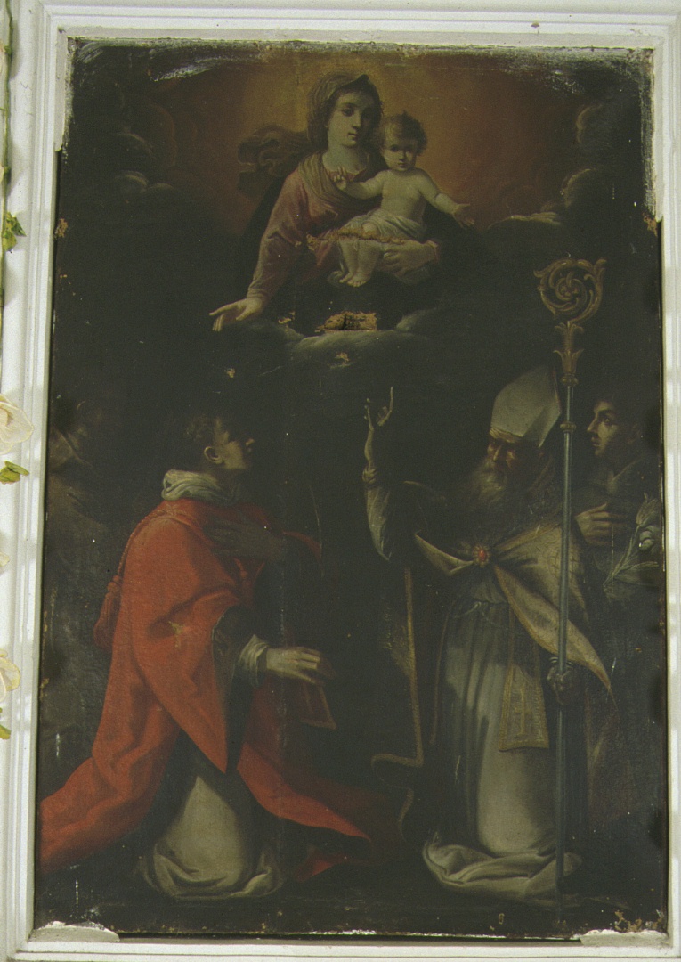 Madonna con Bambino, San Lorenzo e Sant' Antonio da Padova (dipinto, elemento d'insieme) - bottega marchigiana (fine/inizio secc. XVIII/ XIX)