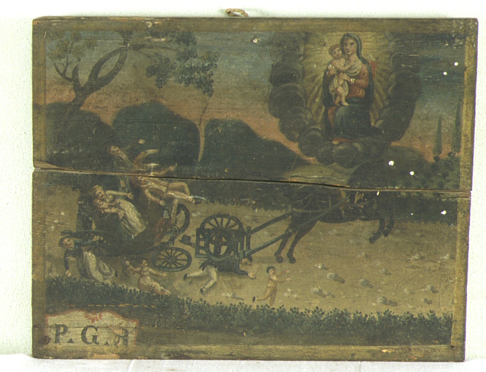 miracolo della Madonna del Pelingo: incidente in carrozza (ex voto) - bottega marchigiana (sec. XIX)