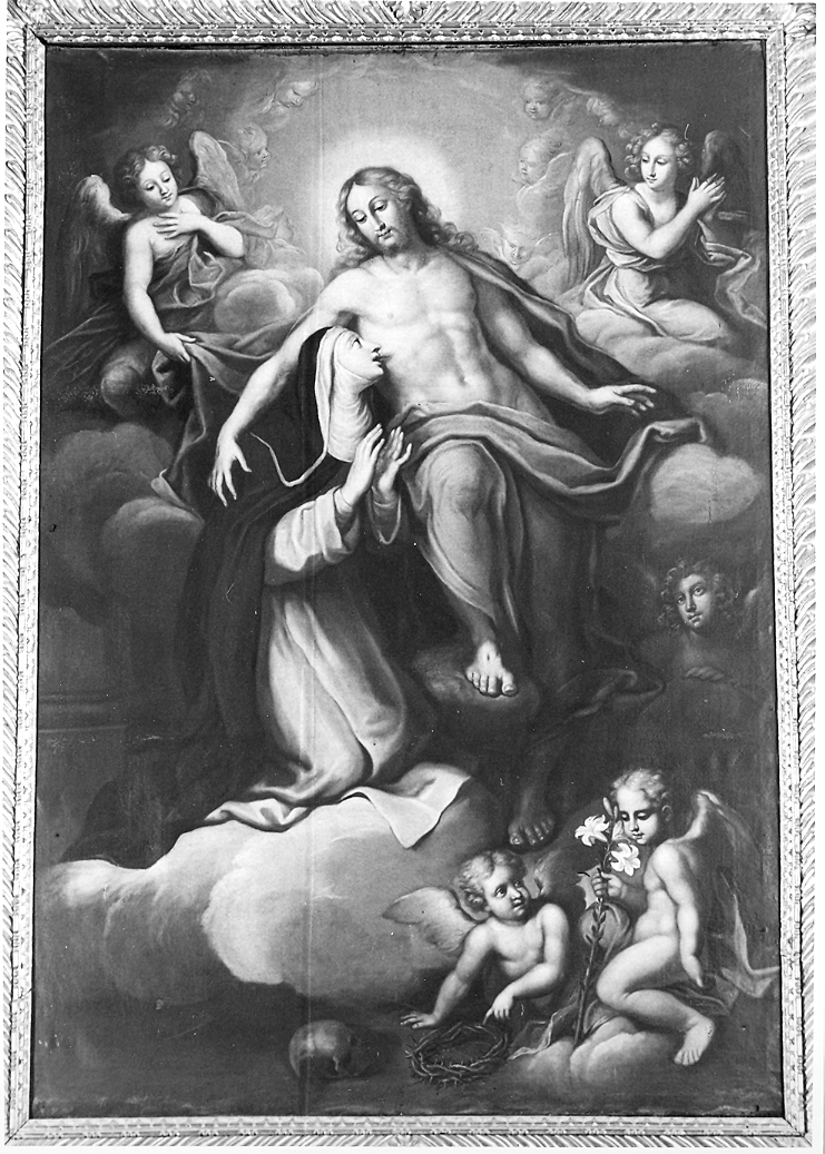Santa Caterina da Siena tocca le piaghe di Cristo (dipinto) - ambito marchigiano (sec. XVIII)