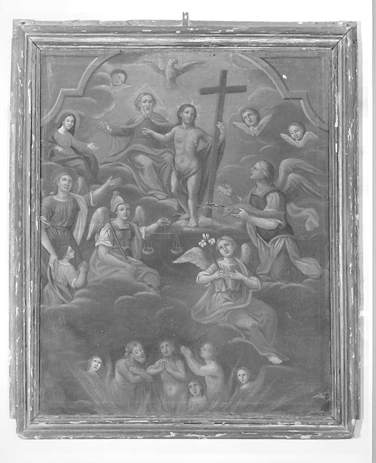 Madonna che intercede per le anime del purgatorio presso la Trinità (dipinto) - ambito marchigiano (sec. XIX)
