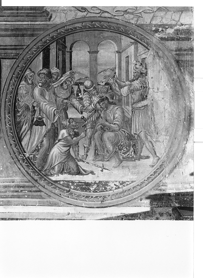 Cristo coronato di spine (dipinto, elemento d'insieme) - ambito marchigiano (sec. XVI)