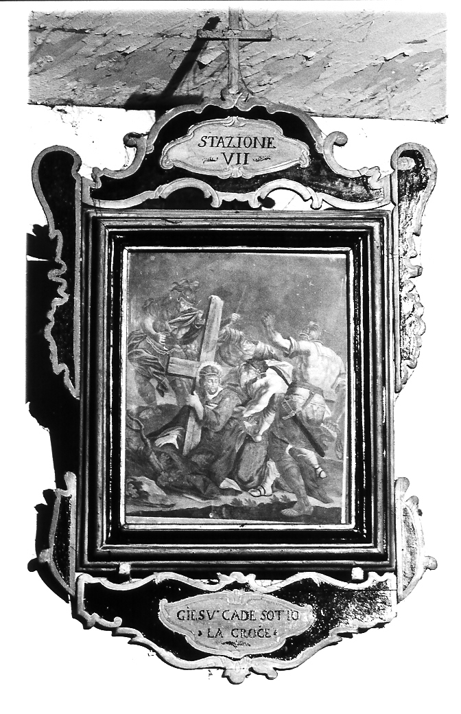 stazione VII: Gesù cade sotto la croce la seconda volta (dipinto, elemento d'insieme) - ambito marchigiano (sec. XVII)