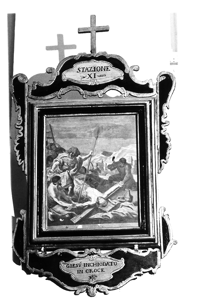stazione XI: Gesù inchiodato alla croce (dipinto, elemento d'insieme) - ambito marchigiano (sec. XVII)