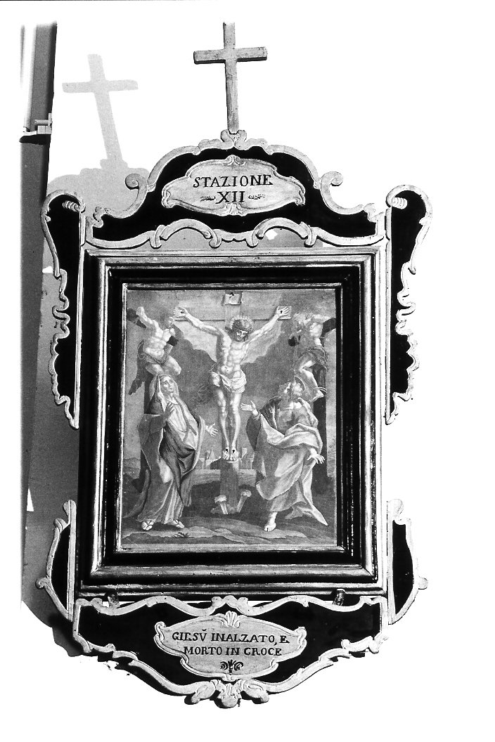 stazione XII: Gesù innalzato e morto in croce (dipinto, elemento d'insieme) - ambito marchigiano (sec. XVII)