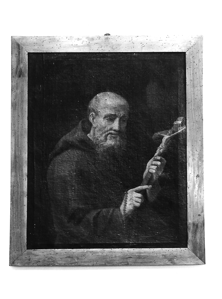 Santo cappuccino con crocifisso (dipinto) - ambito marchigiano (sec. XVII)