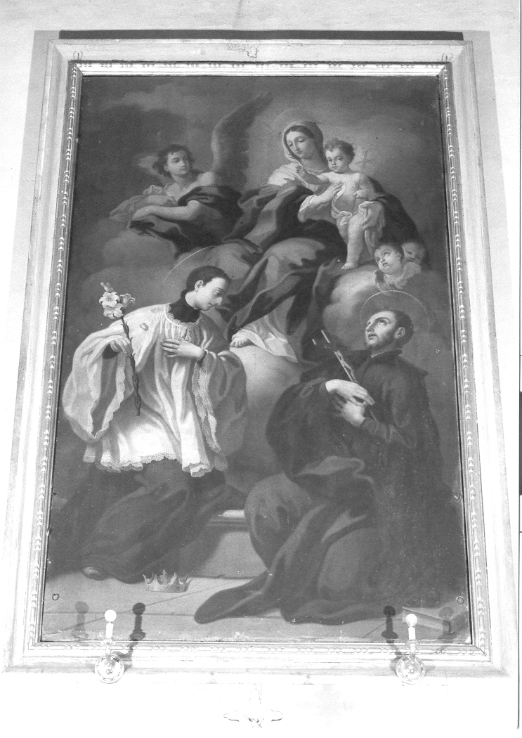 Madonna con Bambino, San Luigi e San Stanislao Kostka (dipinto, elemento d'insieme) - ambito italiano (secc. XVII/ XVIII)