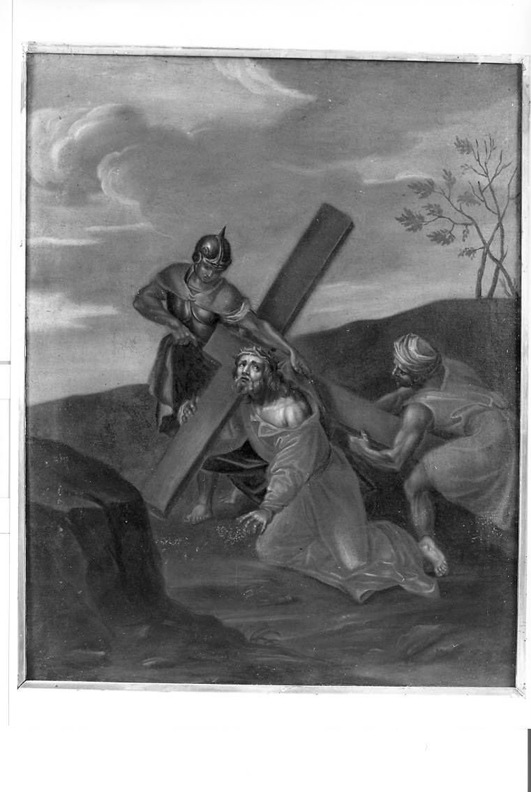 stazione III: Gesù cade sotto la croce la prima volta (dipinto, elemento d'insieme) - ambito marchigiano (sec. XVII)