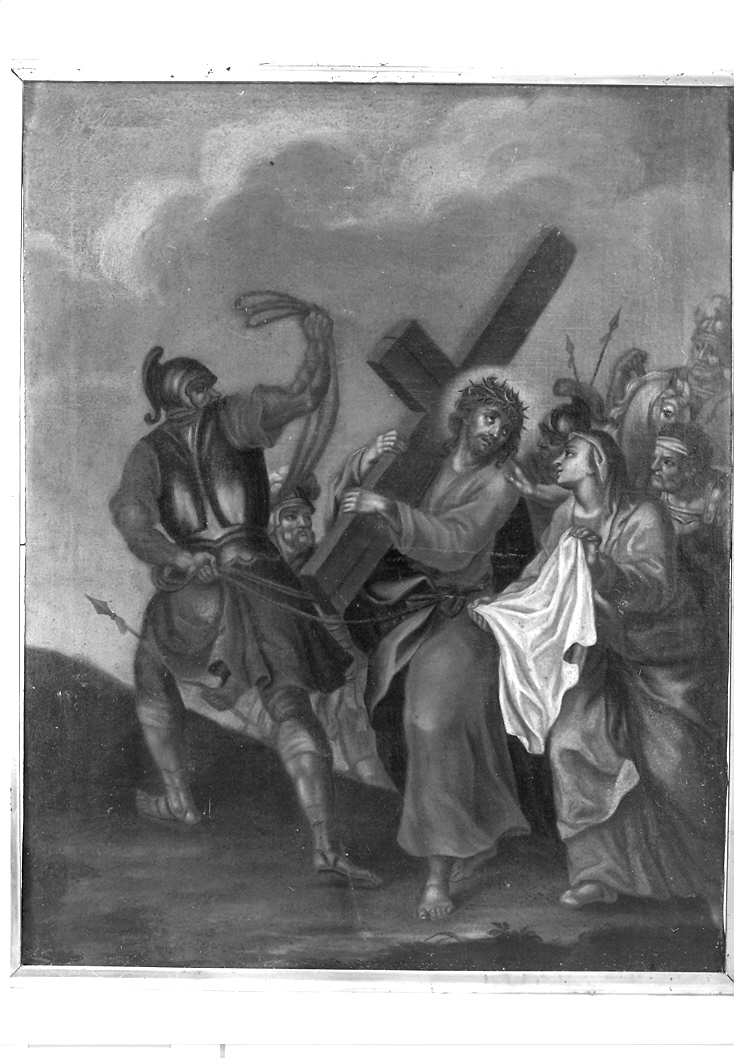 stazione VI: Gesù asciugato dalla Veronica (dipinto, elemento d'insieme) - ambito marchigiano (sec. XVII)