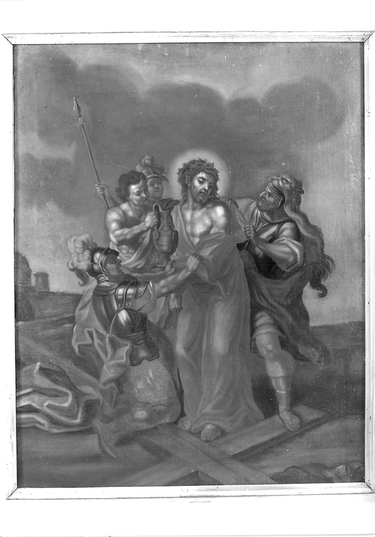 stazione X: Gesù spogliato e abbeverato di fiele (dipinto, elemento d'insieme) - ambito marchigiano (sec. XVII)