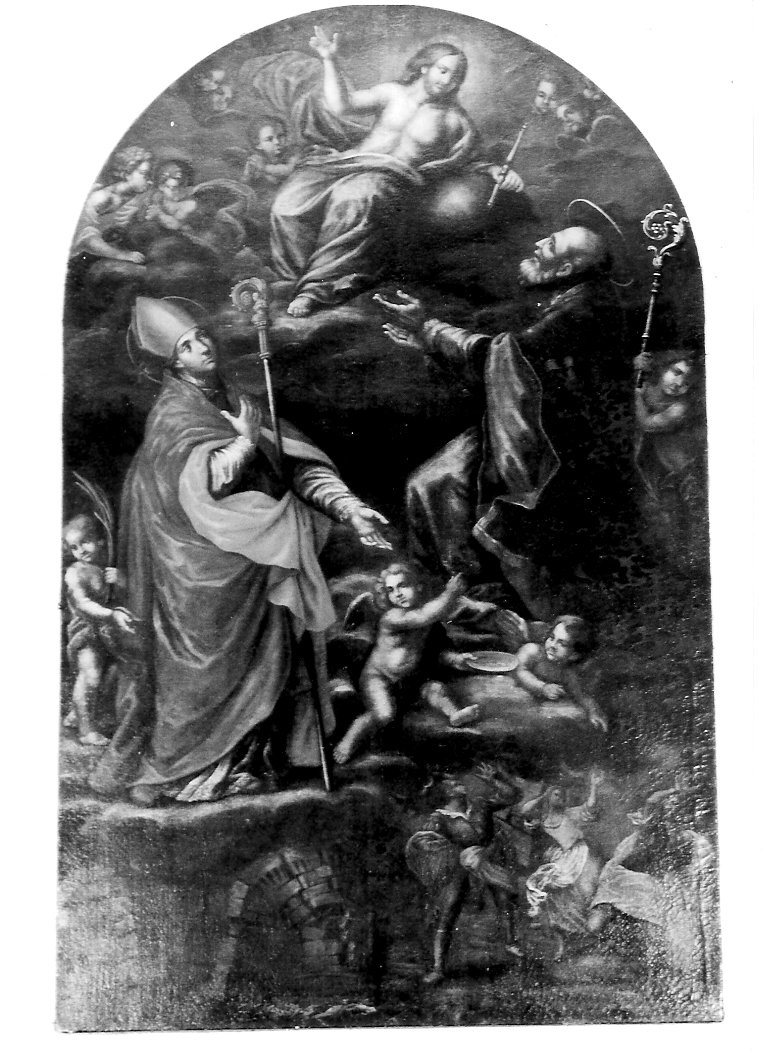 Cristo benedicente tra Santi (dipinto) - ambito marchigiano (sec. XVII)