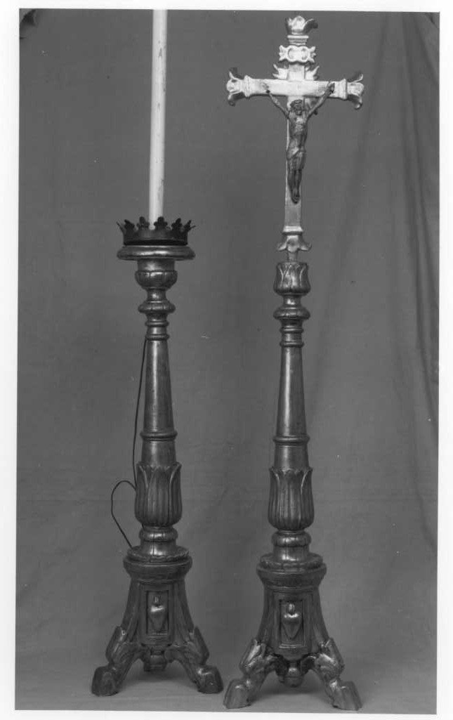 candeliere d'altare, serie - bottega marchigiana (prima metà sec. XIX)