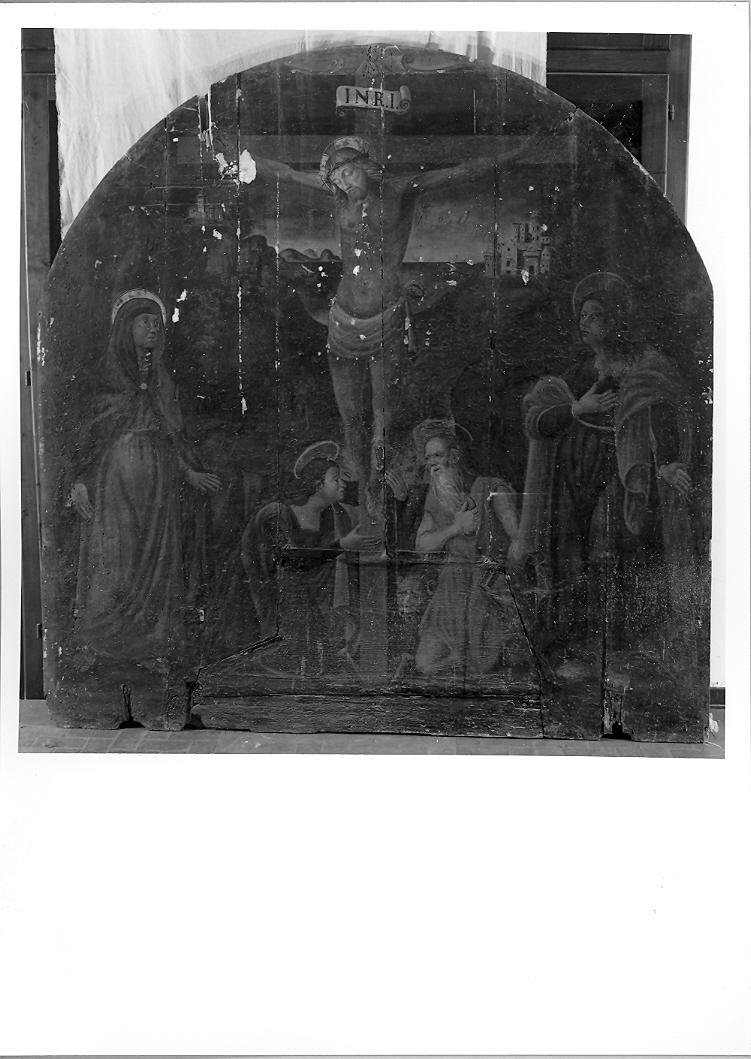 crocifissione e santi (dipinto) - ambito marchigiano (sec. XVI)