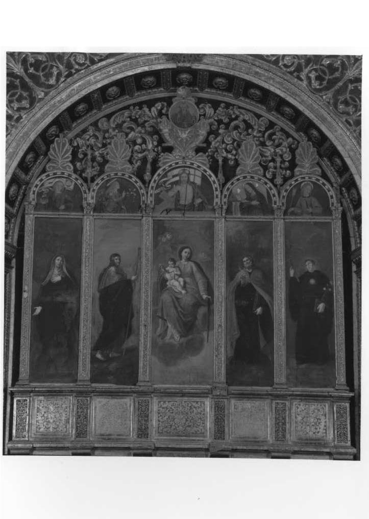Madonna con Bambino, Santa Monica, San Giacomo, Sant'Agostino, San Nicola da Tolentino (polittico) - ambito marchigiano (sec. XIX)