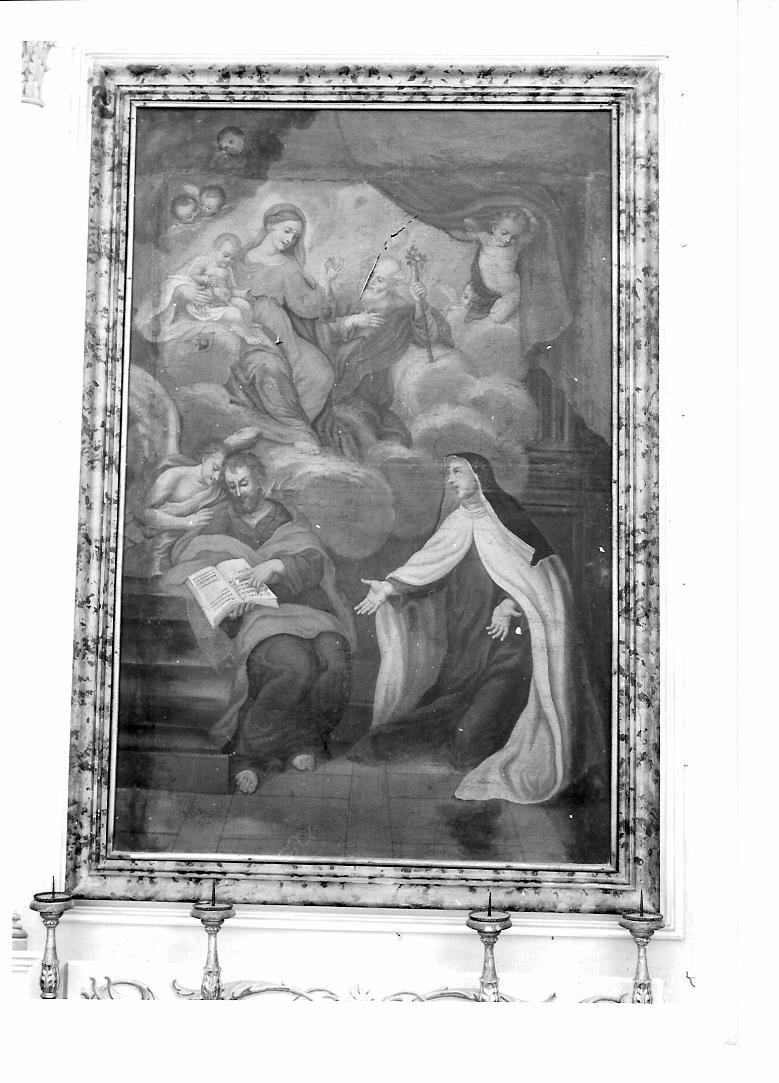 Sacra Famiglia con San Matteo e un santo carmelitano (dipinto) - ambito marchigiano (sec. XVIII)
