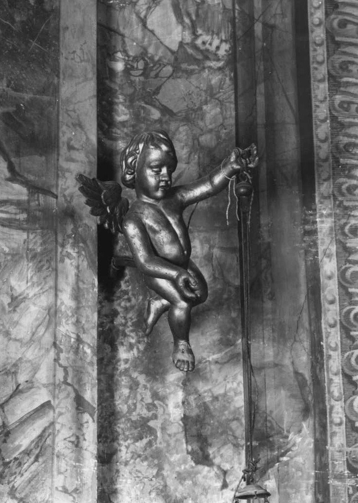 angelo reggilampada (statuetta, serie) - manifattura marchigiana (sec. XIX)