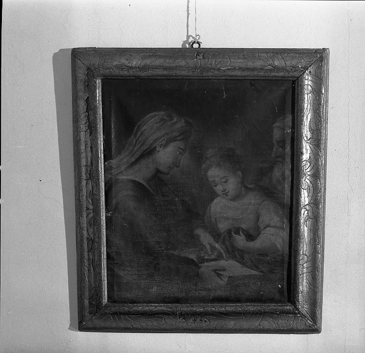 Maria Vergine bambina con Sant'Anna e San Gioacchino (dipinto) di Lazzarini Giovanni Andrea (sec. XVIII)