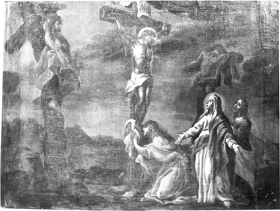 stazione XII: Gesù innalzato e morto in croce (Via Crucis, elemento d'insieme) - ambito italiano (fine sec. XVIII)